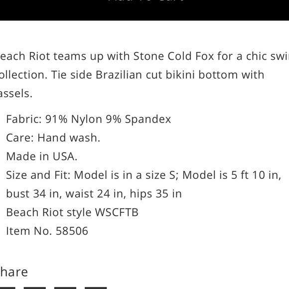 NWT Stone Cold Fox x Beach Riot Ivy bottoms - Picture 7 of 9